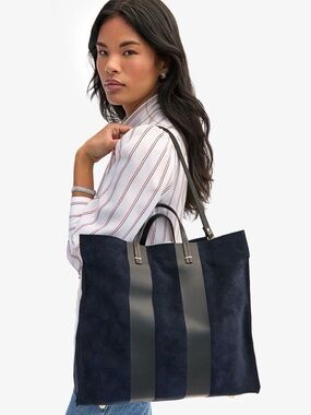 Clare V Navy / Red / Purple Simple Suede Tote Bag